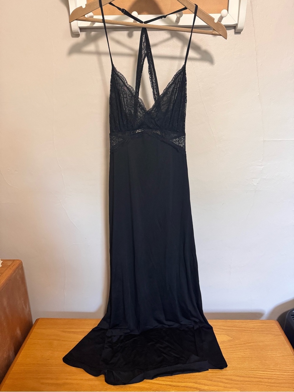 Black Lace-Trim Long Nightgown - Women's Intimates